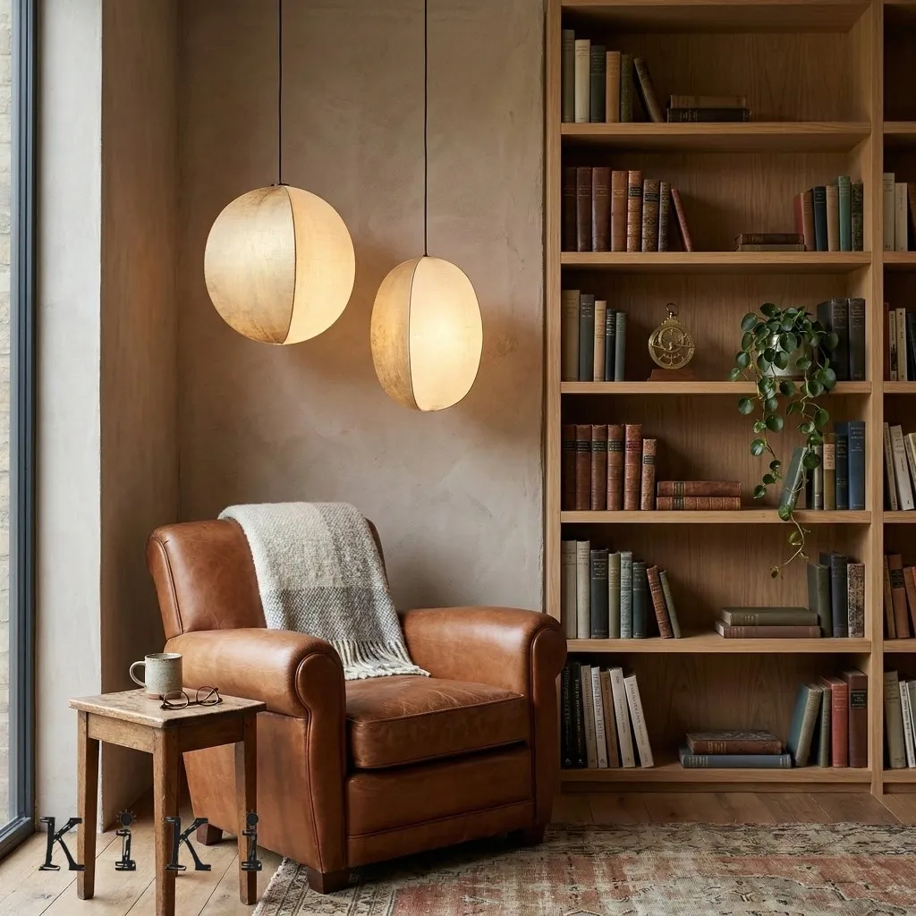 Diora Soft Fabric Shade Pendant Light - Modern Japandi for Living Room KL1744