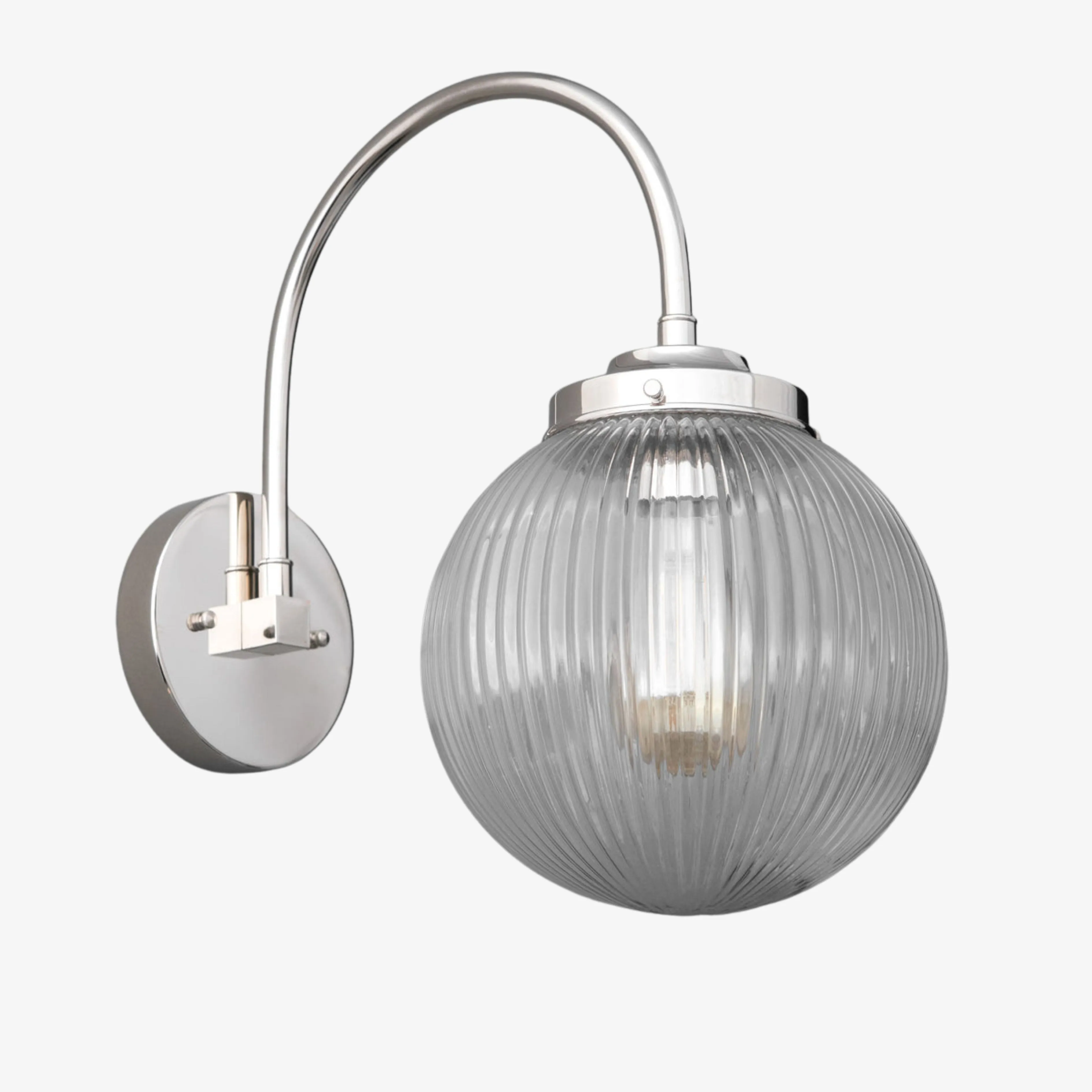 Glorica Glass Aged Brass Wall Sconce - Ribbed Glass Shade Industrial Style Lighting KL1518