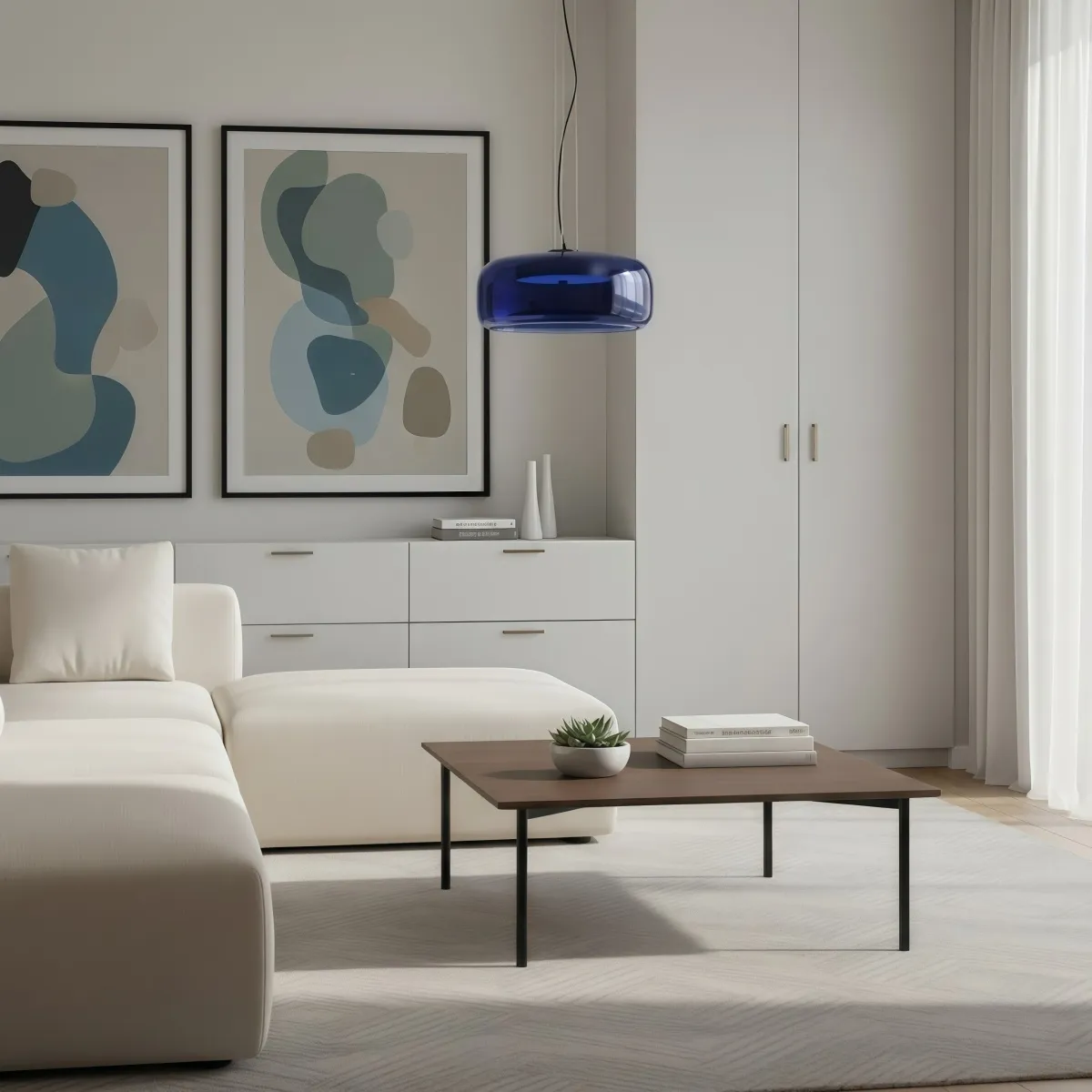 Lunorae Rounded Glass Pendant Light - Modern Sculptural Light for Living Room KL2254