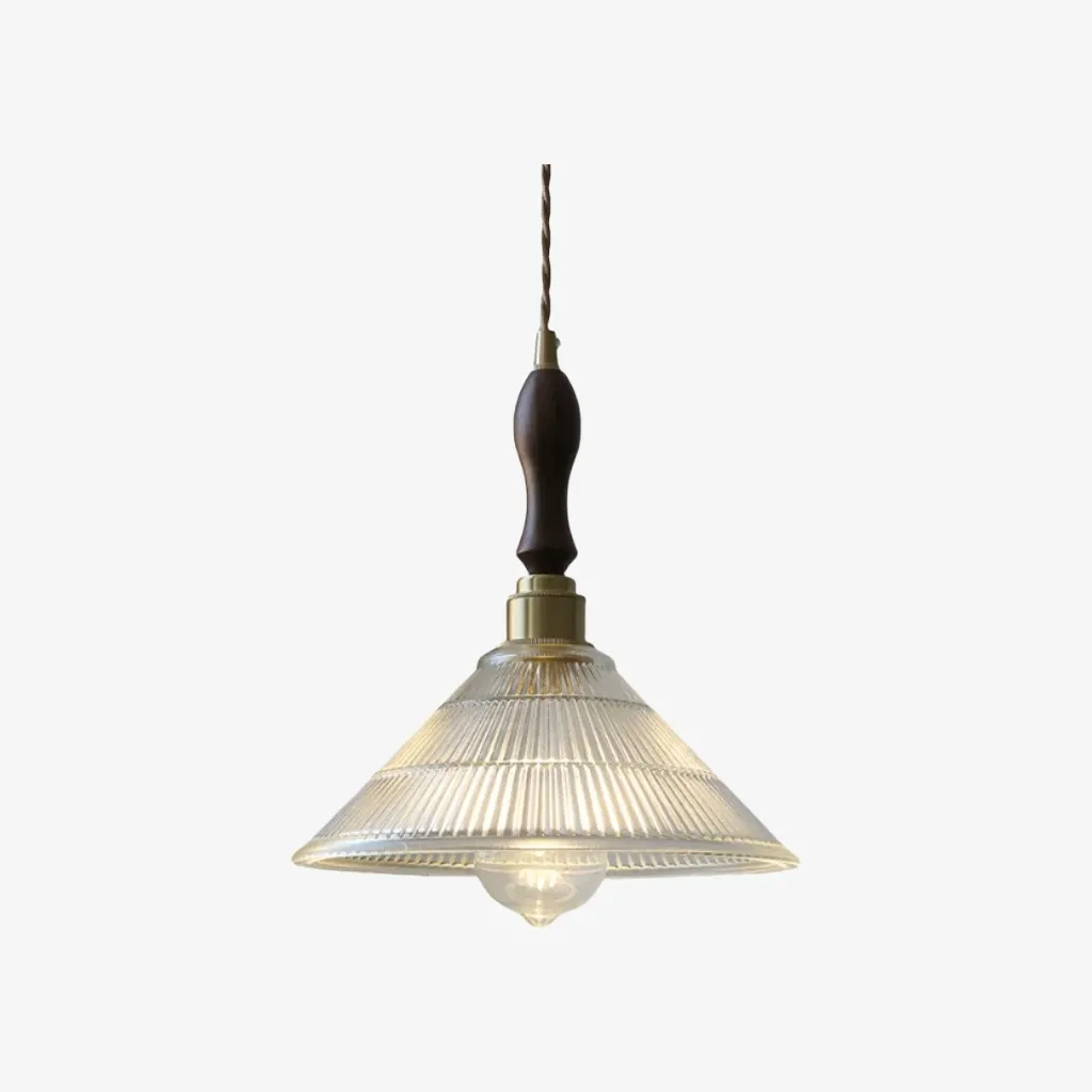 Ribilux Ribbed Pendant Light - Vintage Glass and Metal for Kitchen and Dining Room KL2262