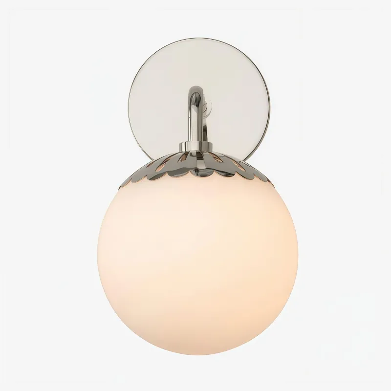 Vinbrea Glass Globe Wall Lamp - Minimal Curved Arm Light for Living Room KL2370