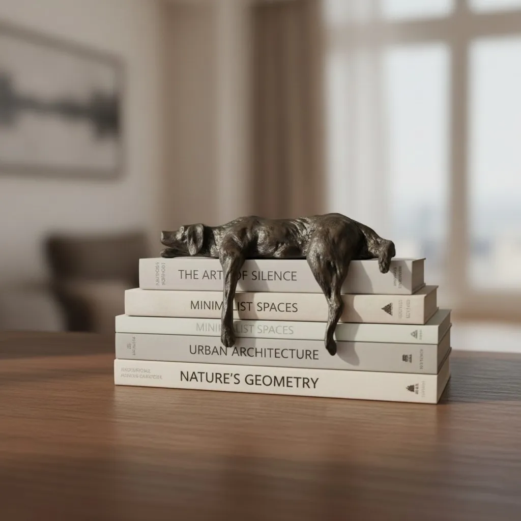 Floxo Abstract Human Figurine And Lazy Dog Sculpture - Nordic Minimalist Metal Decor Shelf And Desk Styling KL2346