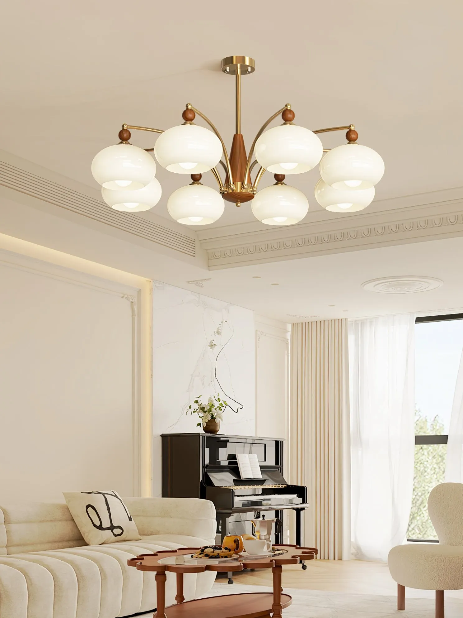 Vintage Multihead Persimmon Chandelier KL609