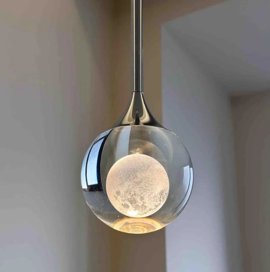 Moon Clear Glass Ball Pendant Light KL773
