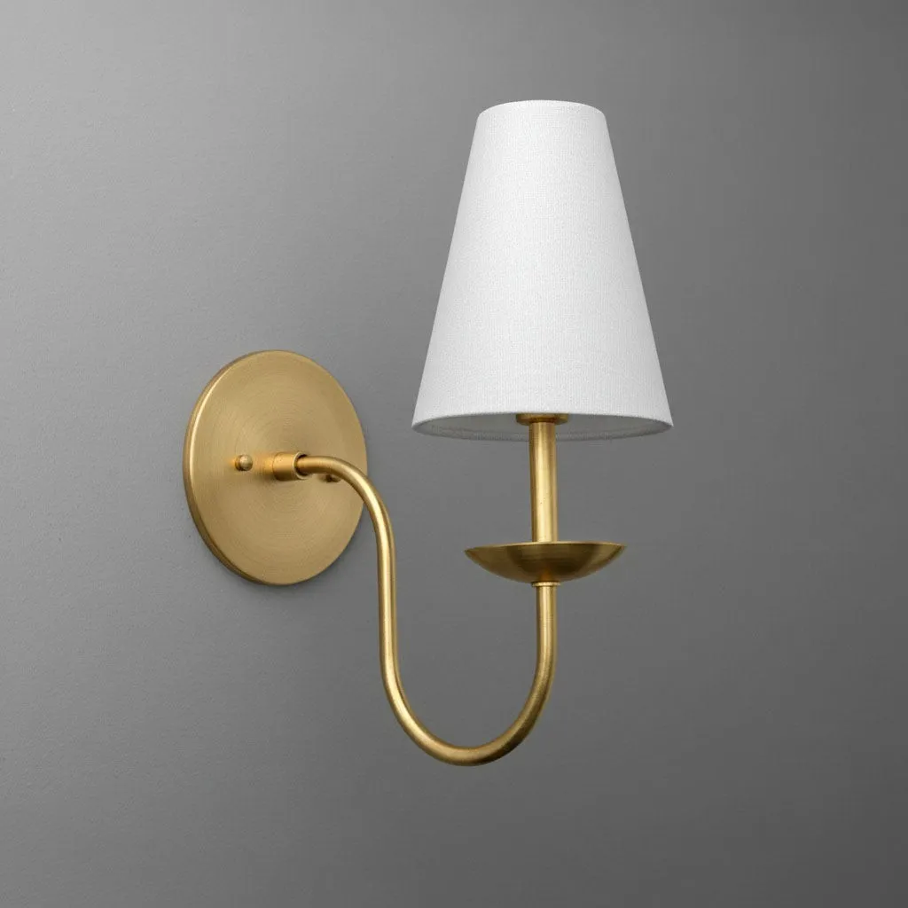 Curva Metal White Linen Sconce - Classic Brass Wall Light for Bedrooms KL1520
