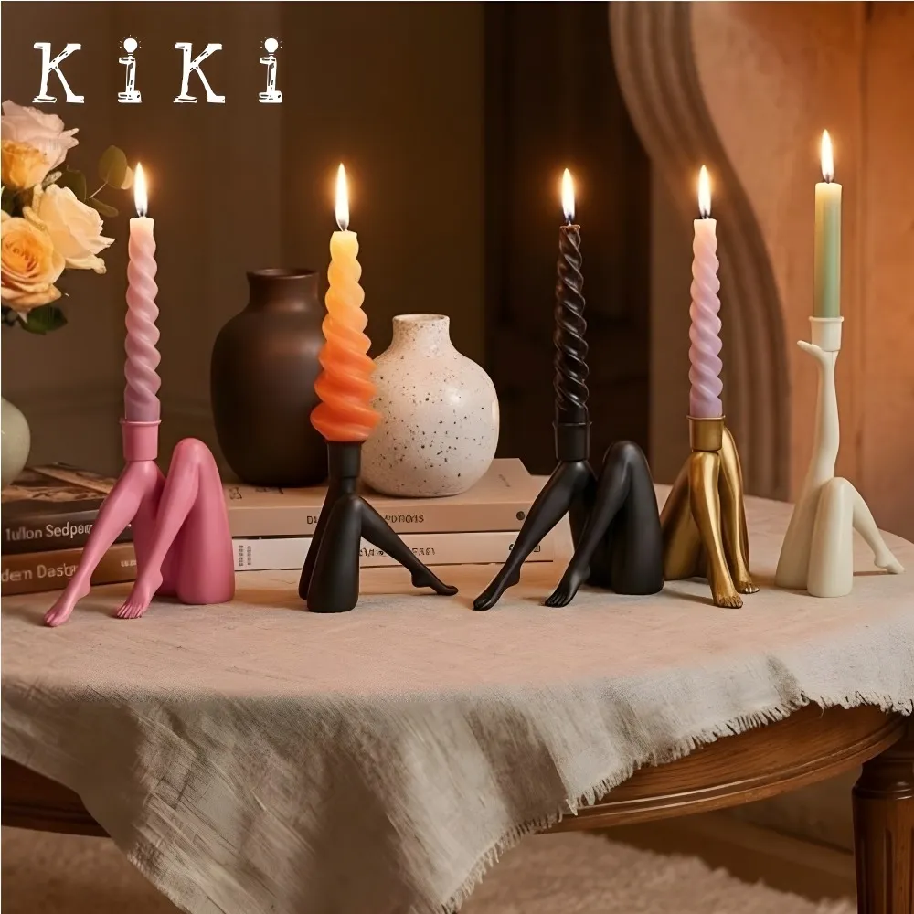 Kickra Sculptural Leg Base Candle Holder - Modern Artistic Design Table Or Living Room Decor KL2204