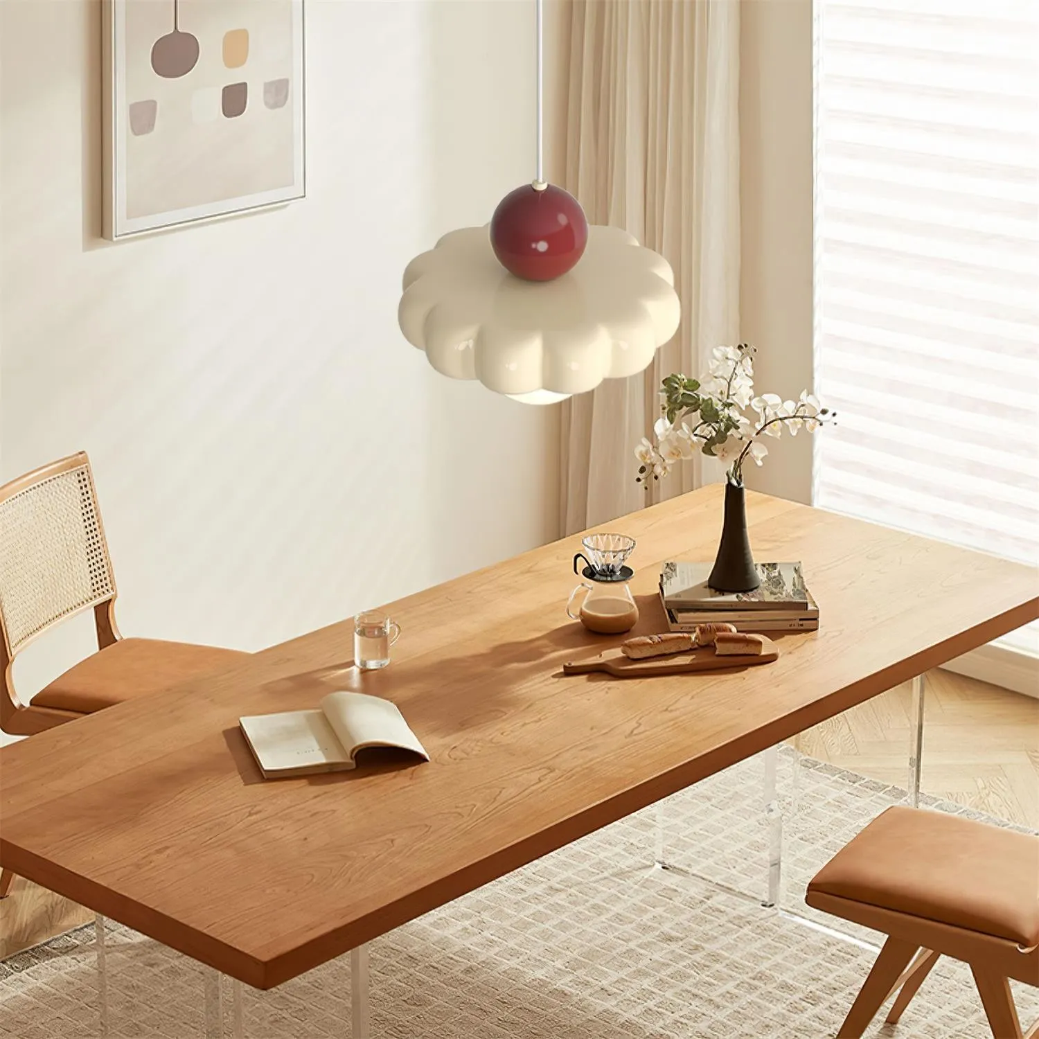 Cream Style Long Line Pumpkin Texture Pendant Lamp KL294