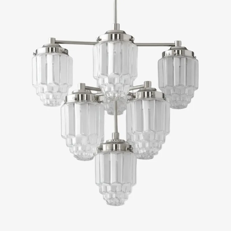 Tierlux Glass Textured Brass Chandelier – Timeless Lighting with Style KL1479