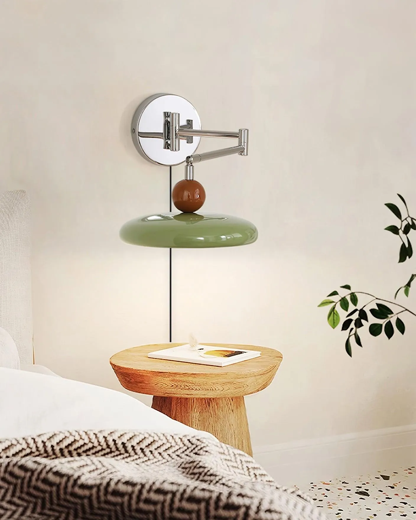 Swing Arm Bedside Plug In Wall Lamp KL457