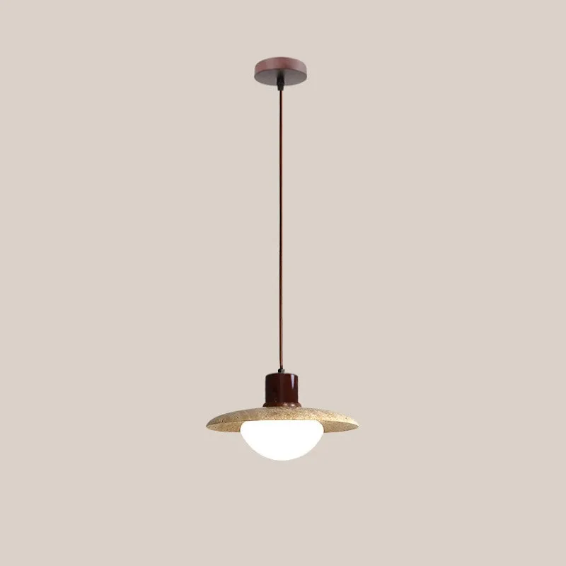 Traditional Japanese Travertine Wood Pendant Lamp KL710