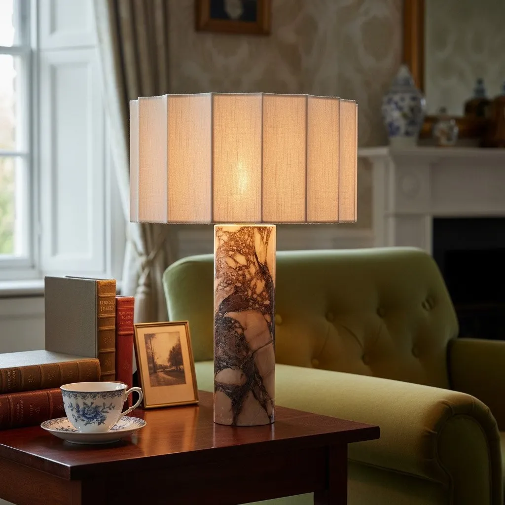 Cavilon Fan Shaped Linen Table Lamp - Modern Lighting for Living Room Decor KL2037