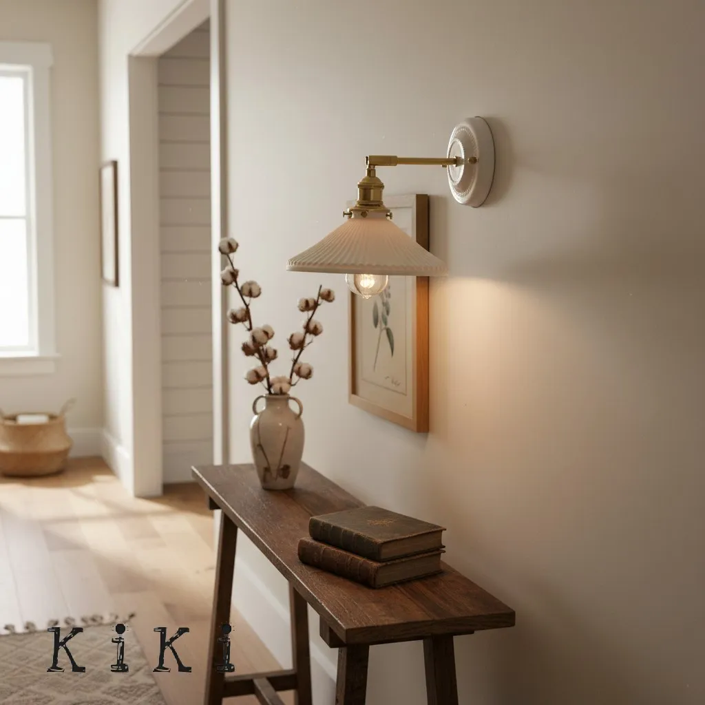 Elegant Ceramic & Brass Wall Light – Vintage Japanese-Style 1-Light Sconce KL1249