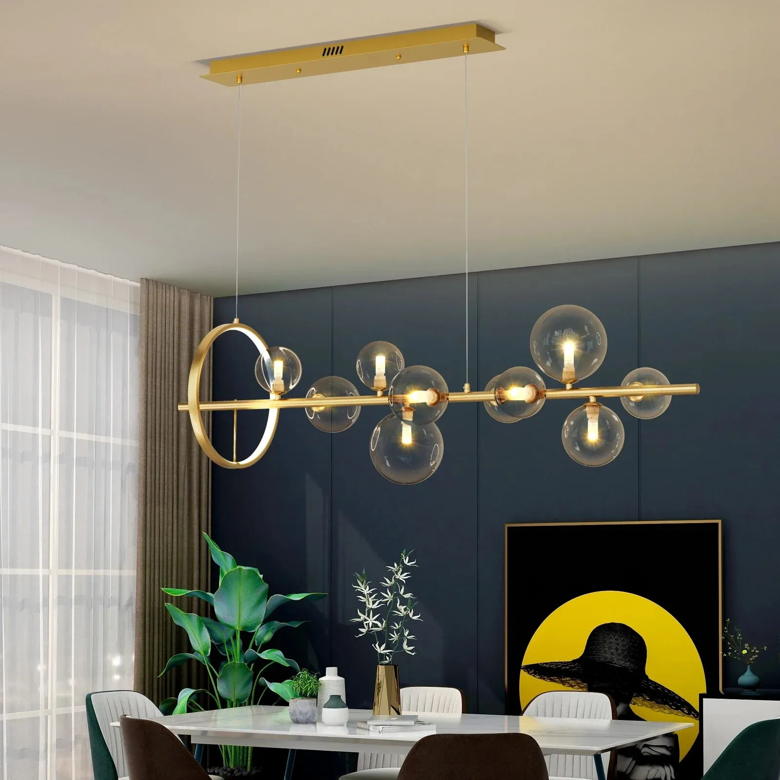 Linear Glass Globe Circle Island Pendant Lamp KL97