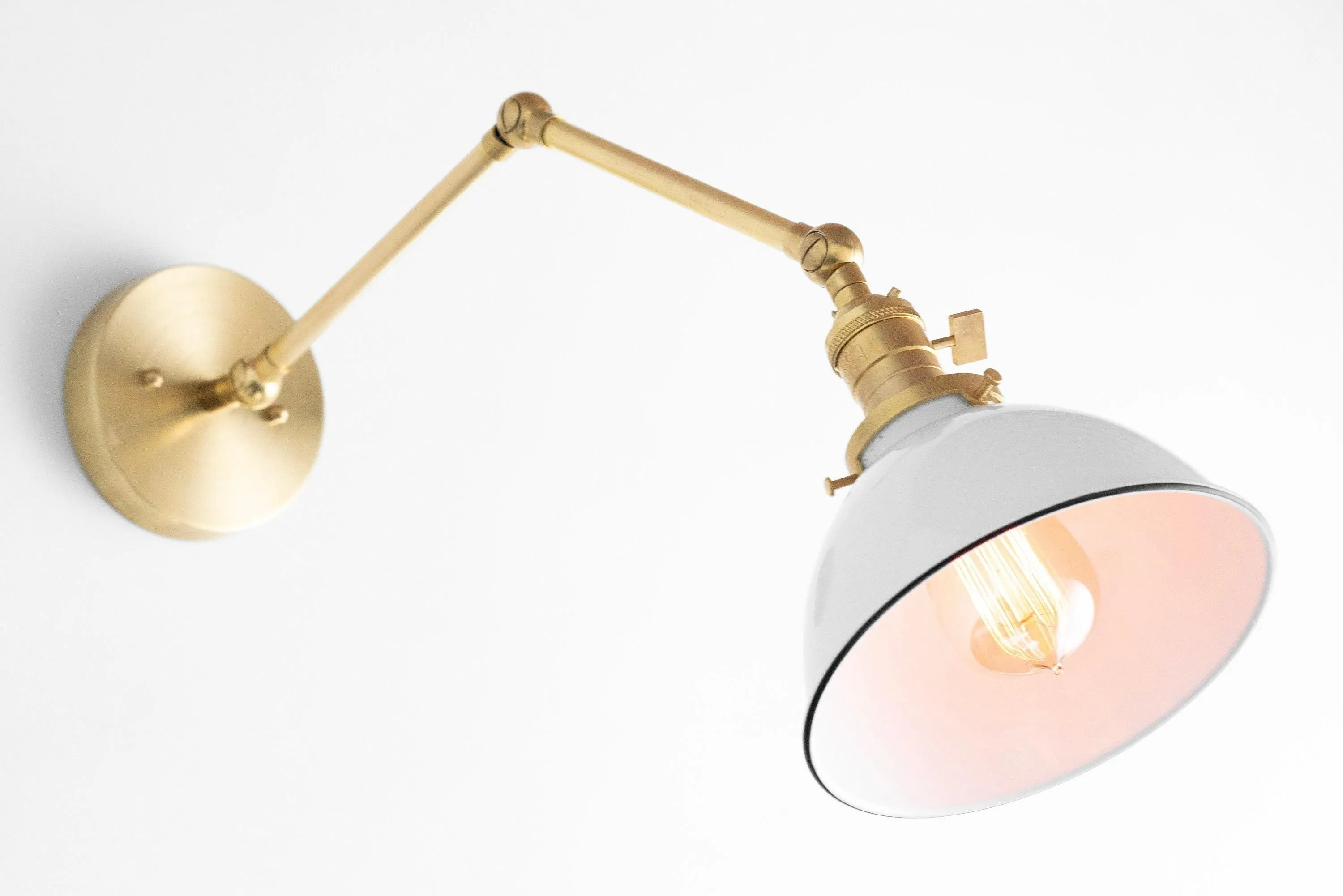 Conique Metal Vintage Industrial Swing Arm Wall Lamp - Adjustable Dome Shade for Study KL1440
