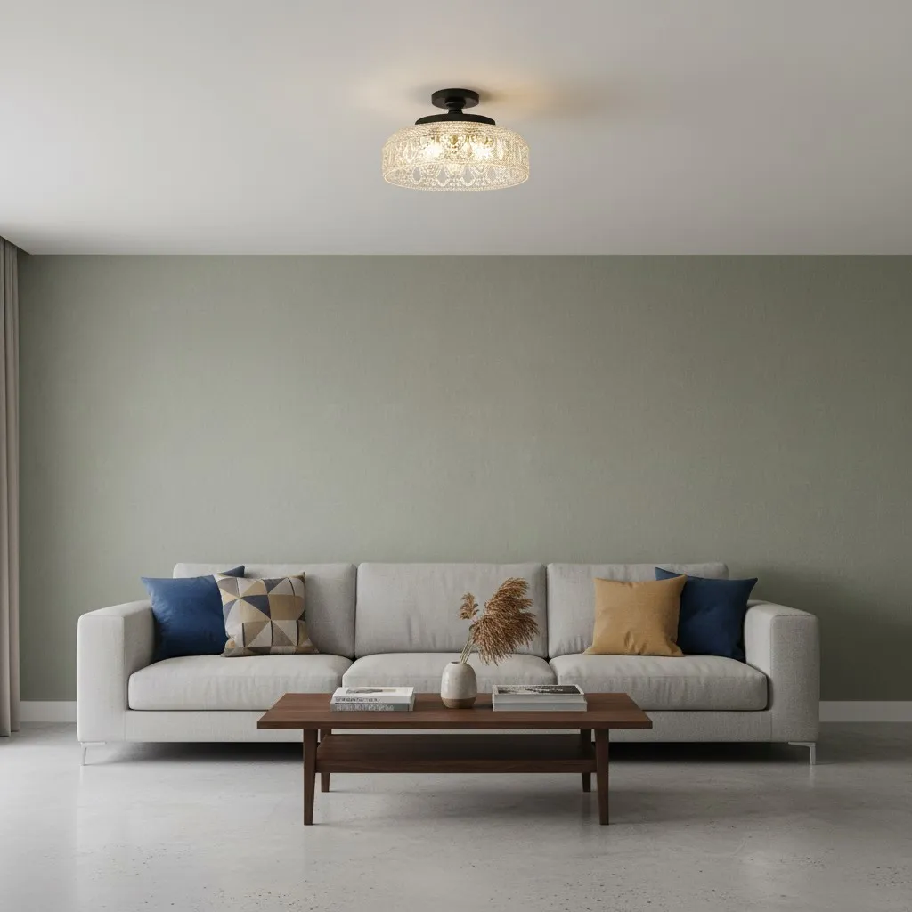 Zenarivo Vintage Floral Glass Ceiling Light -  Rustic Glass Lighting for Living Room KL2234