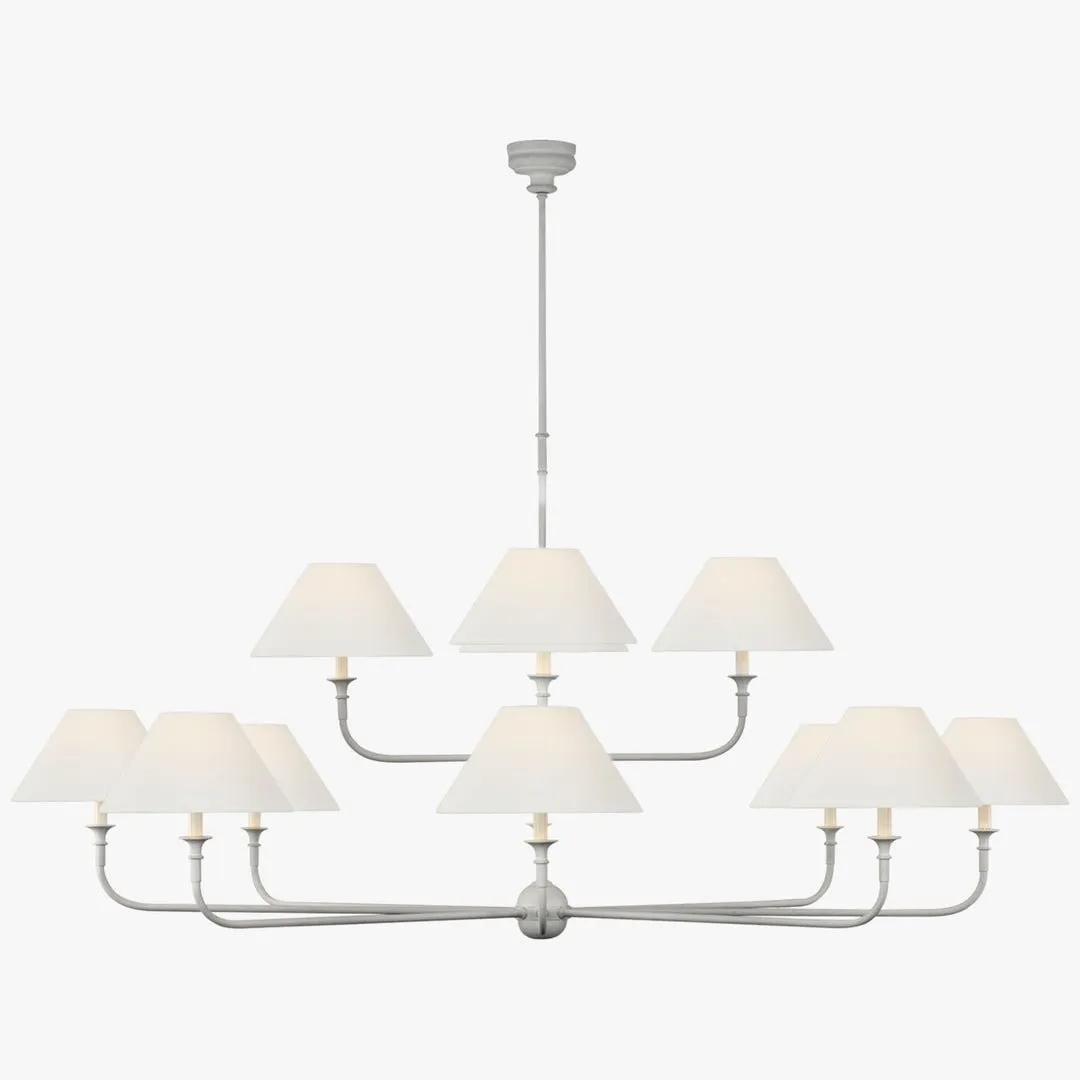 Modern Industrial Metal Chandelier – Luxury Linen Shade Design for Dining or Living Room KL1218