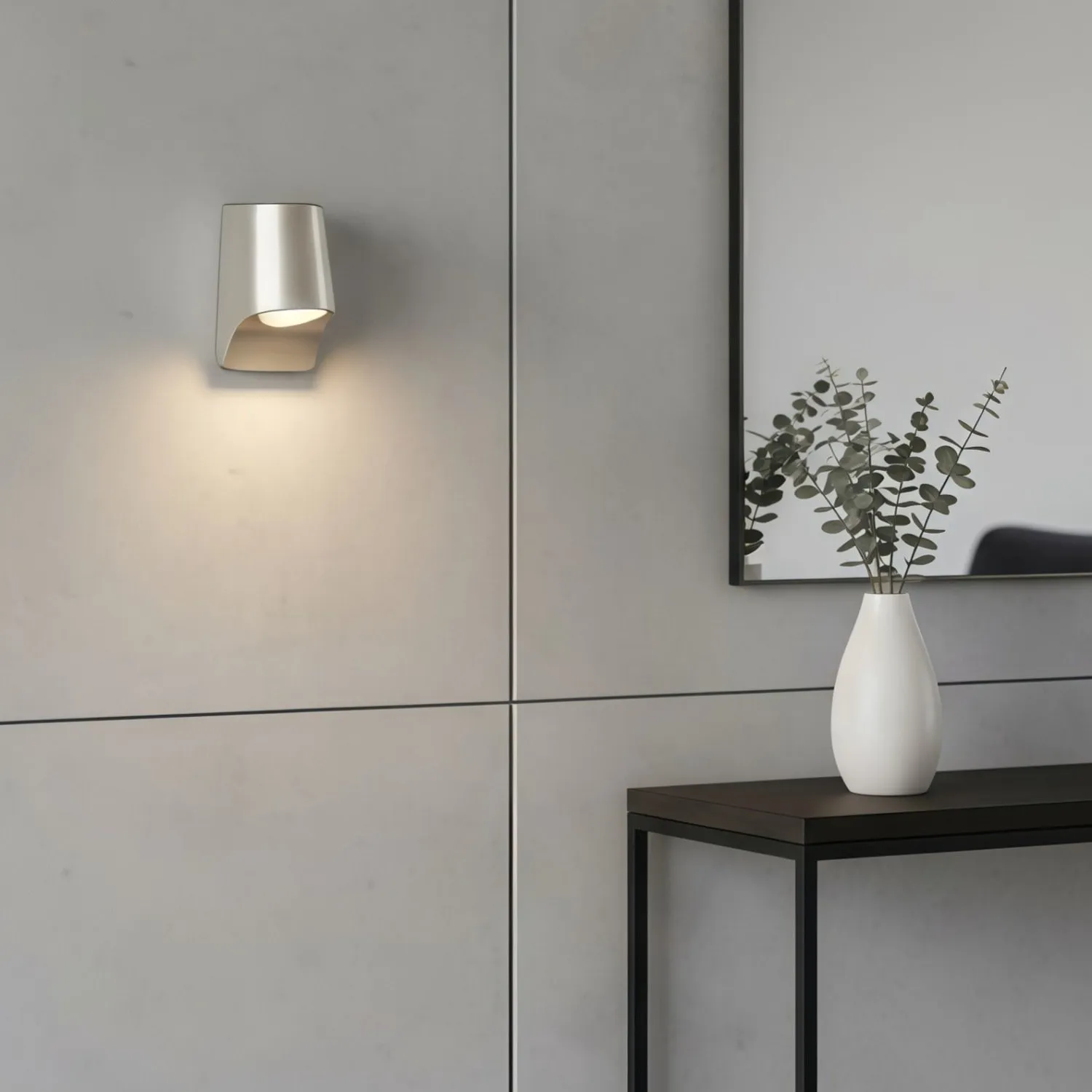 Rivathis Minimalist Metal Pewter Wall Lantern - Stylish Porch Fixture Ideal for Entry or Garden KL1845