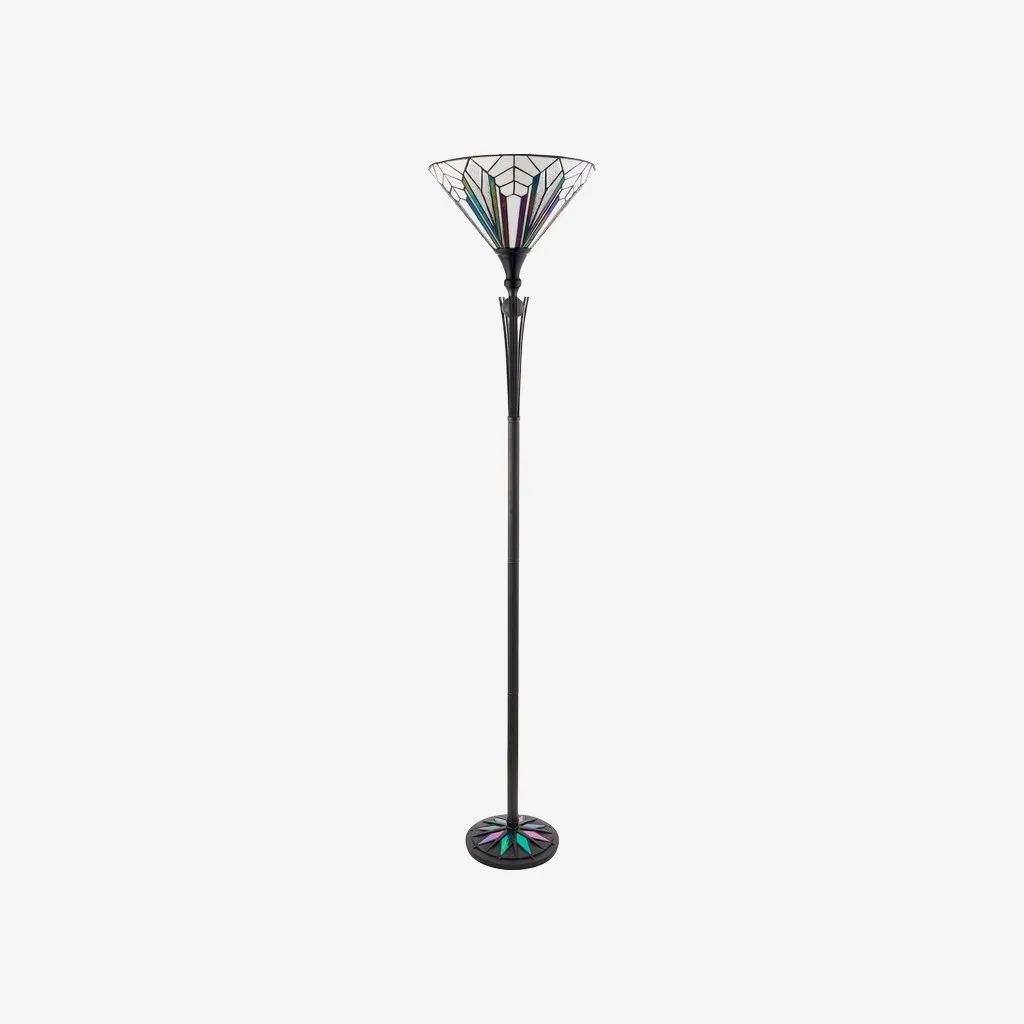 TF Astoria Tiffany Style Uplighter Lamp - Textured Glass Shade for Home and Office Ambience KL2009