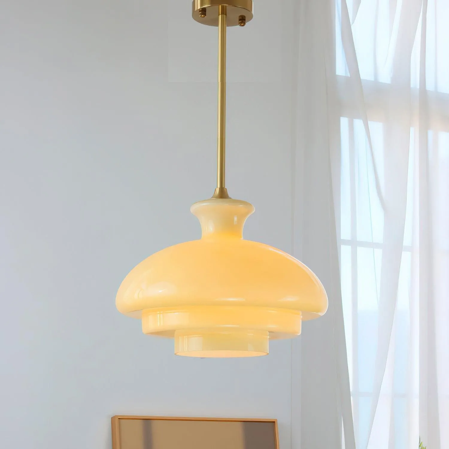 Round Yellow Stylish Simple Glass Pendant Lamp KL558