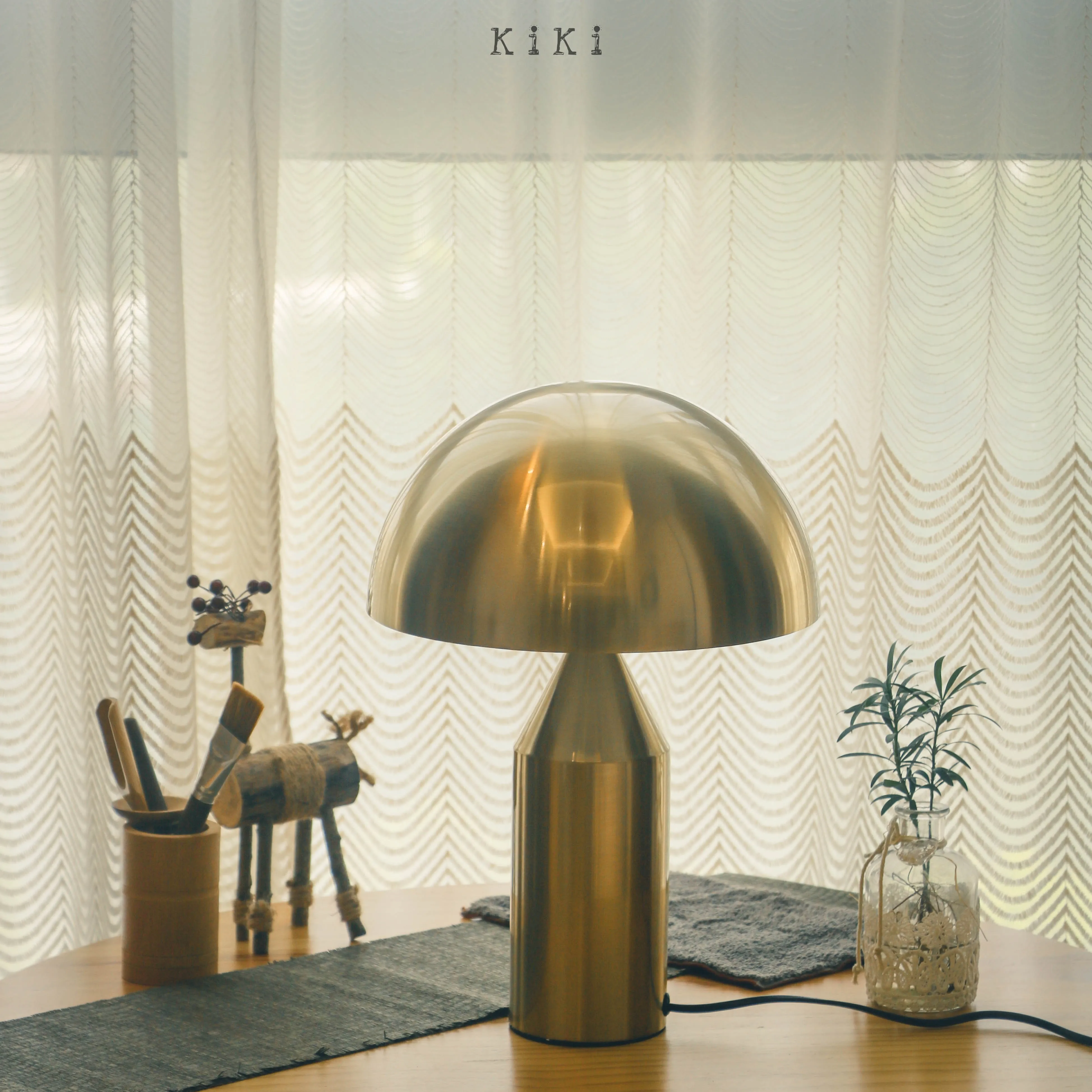 Atollo Metal Table Lamp - Decorative Dome Table Light for Office or Lounge