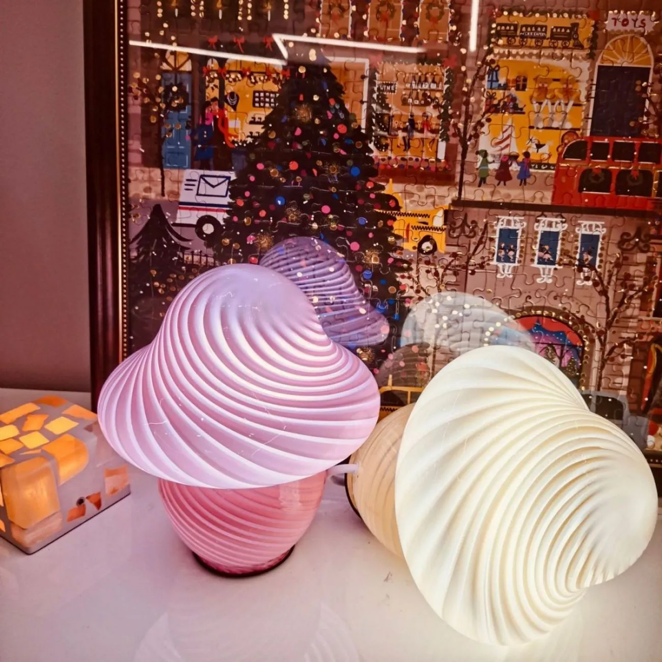 Modern Stained Glass Mushroom Night Light KL33