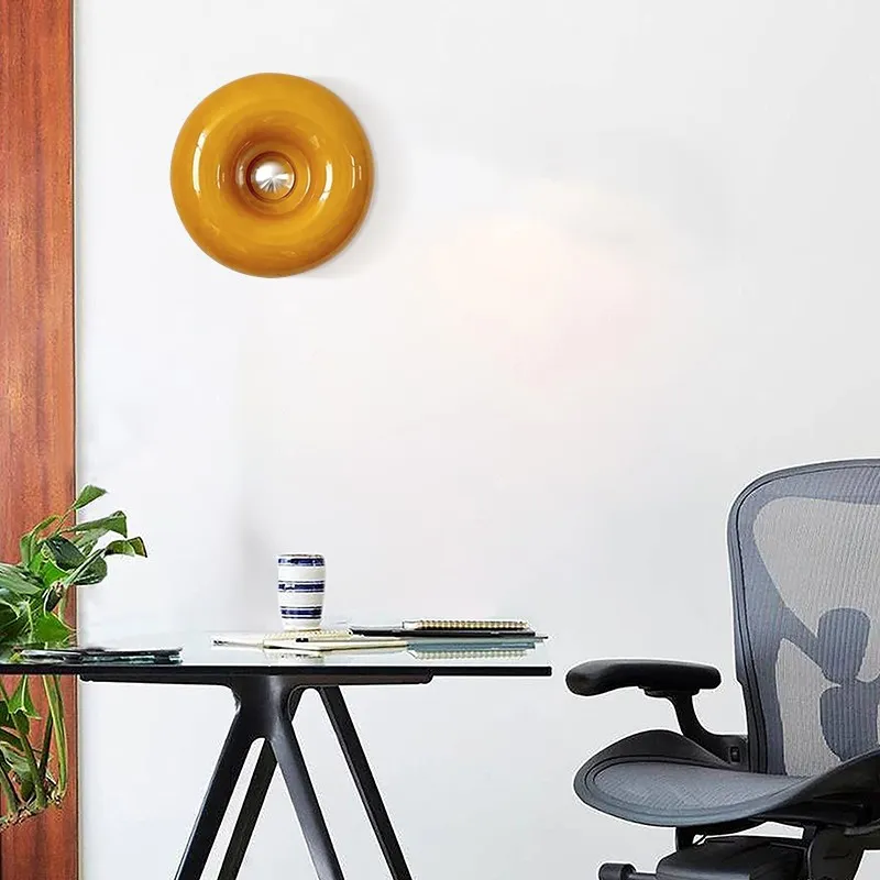 Bauhaus Inspired Round Table Lamp - Donut Glass Wall Light for Home Styling KL25