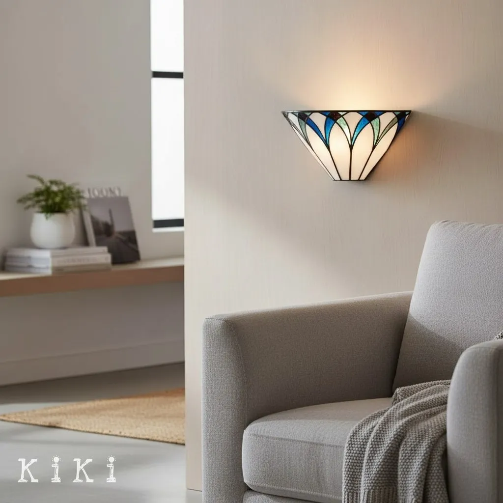 TF Allanton Metal and Glass Wall Light - Art Deco Sconce for Hallway or Living Room KL1767