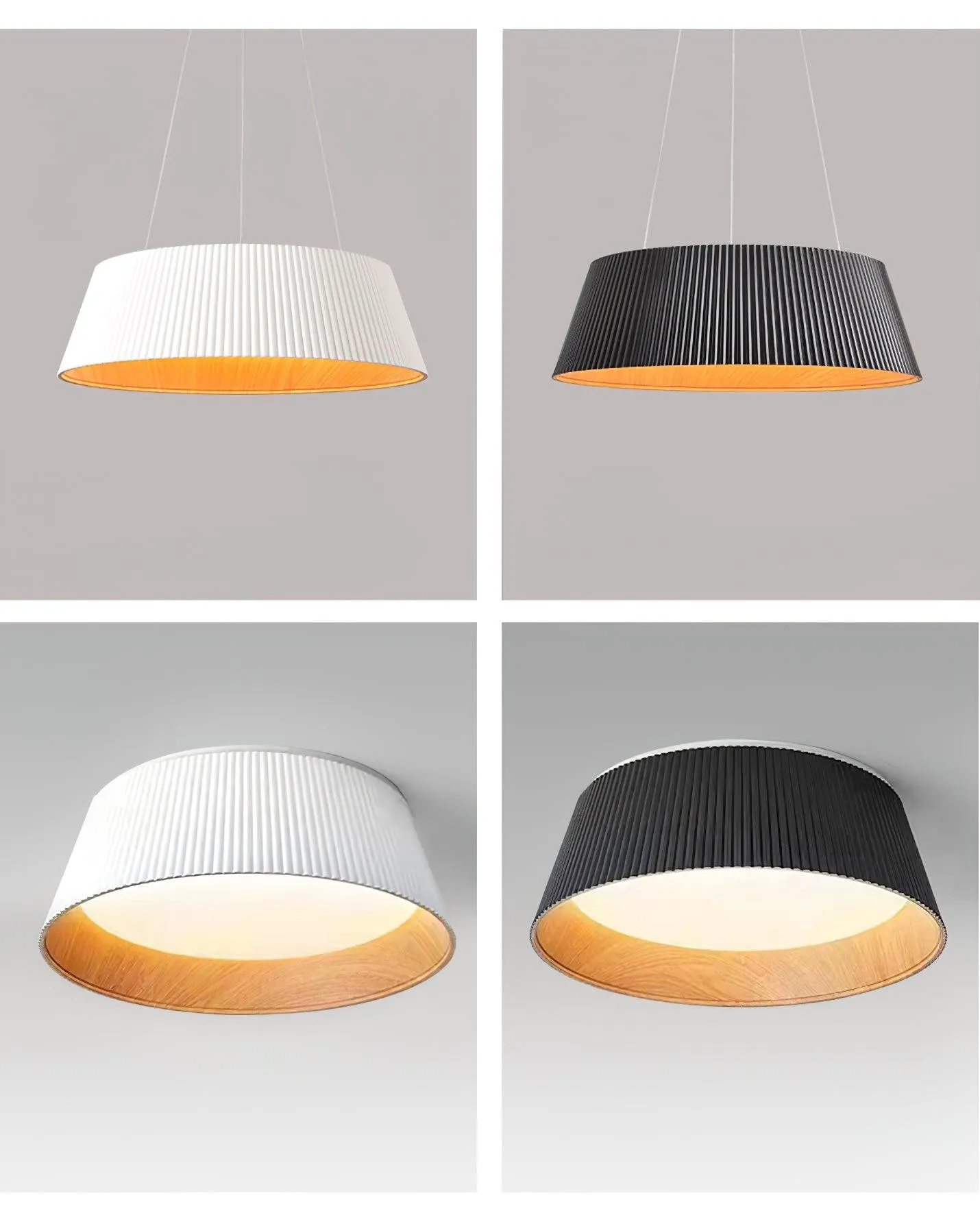 Minimalist Corrugated Lampshade Bedroom Pendant Lamp KL334