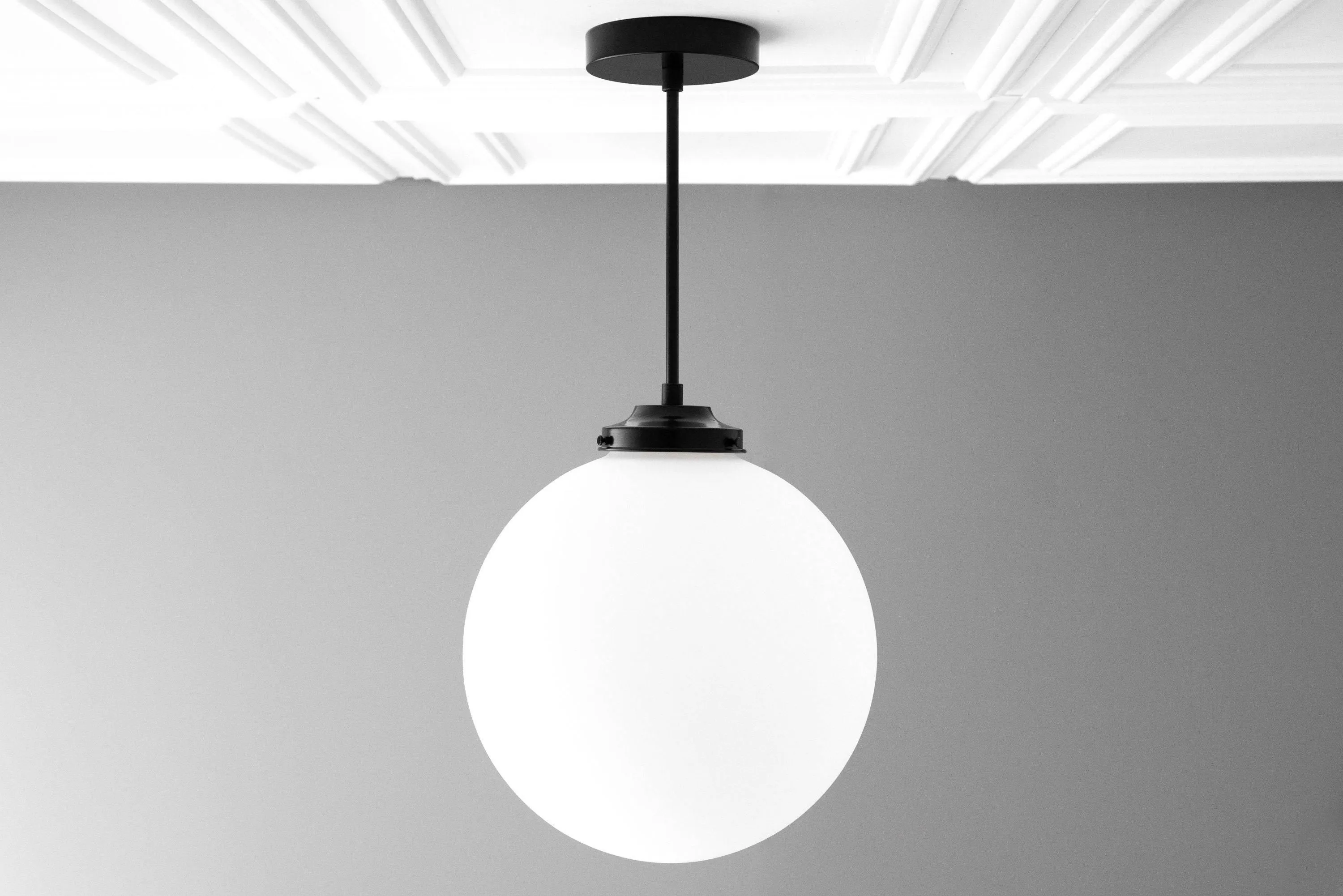 Glorica Glass 12 Inch Globe Ceiling Light - Frosted Glass Art Deco Pendant And Flush Mount KL1486