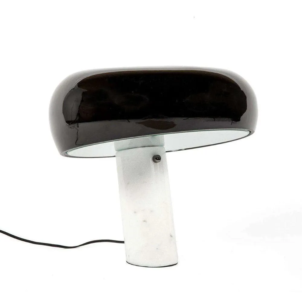 Snoopy Table Lamp - Elegant Glass Shade with Marble Base for Bedroom