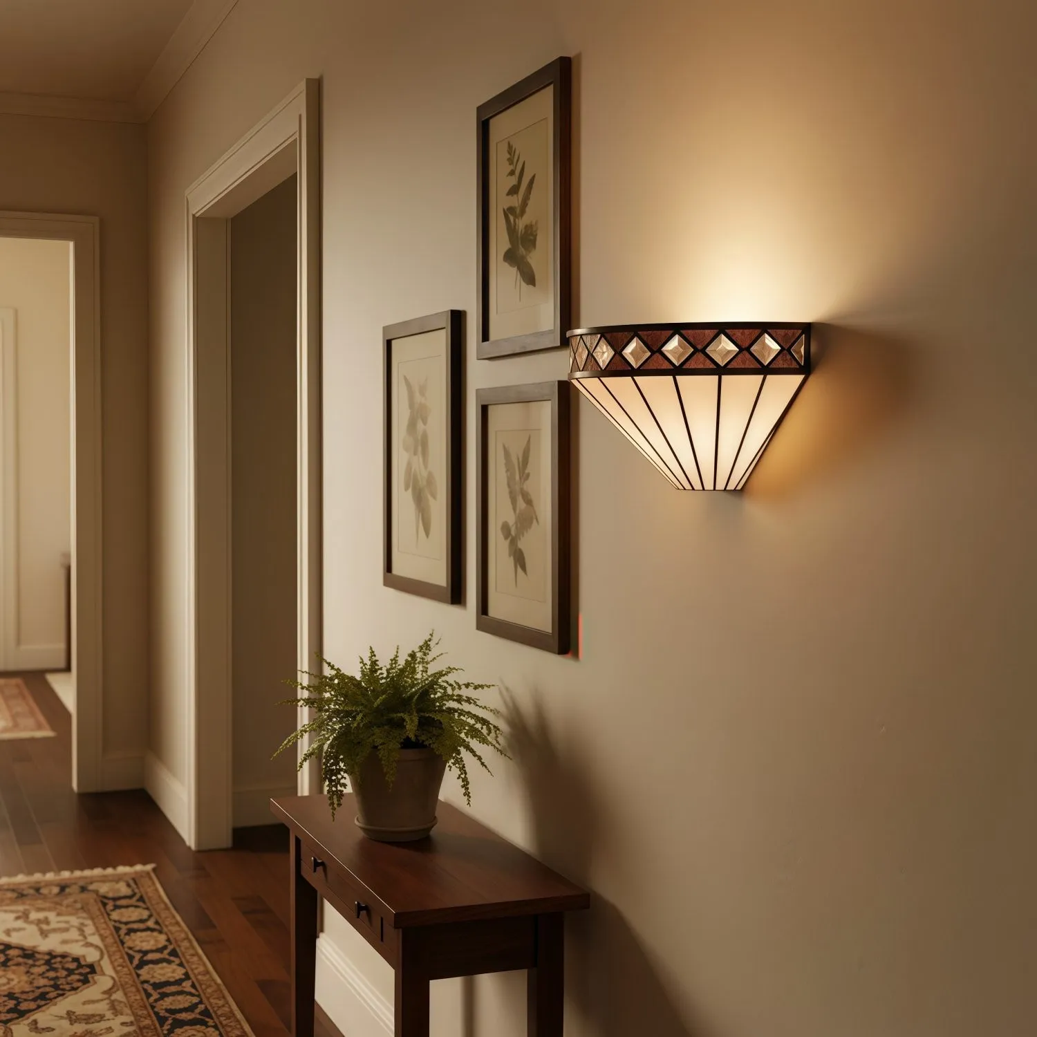 TF Fargo Diamond Pattern Art Deco Wall Sconce - Tiffany Decorative Sconce for Hallway KL1938