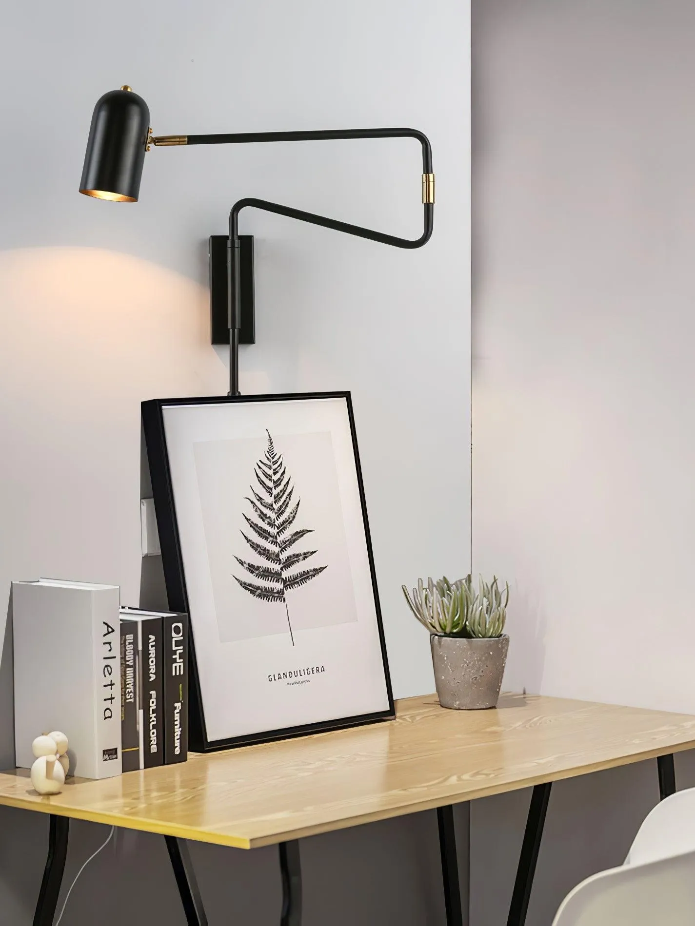 Adjustable Arm Plug In Wall Lamp D371