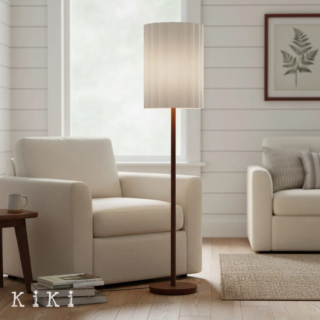 Linbron Fluted Fabric Shade Floor Light - Minimalist Fabric Floor Light for Interior Decor KL1667