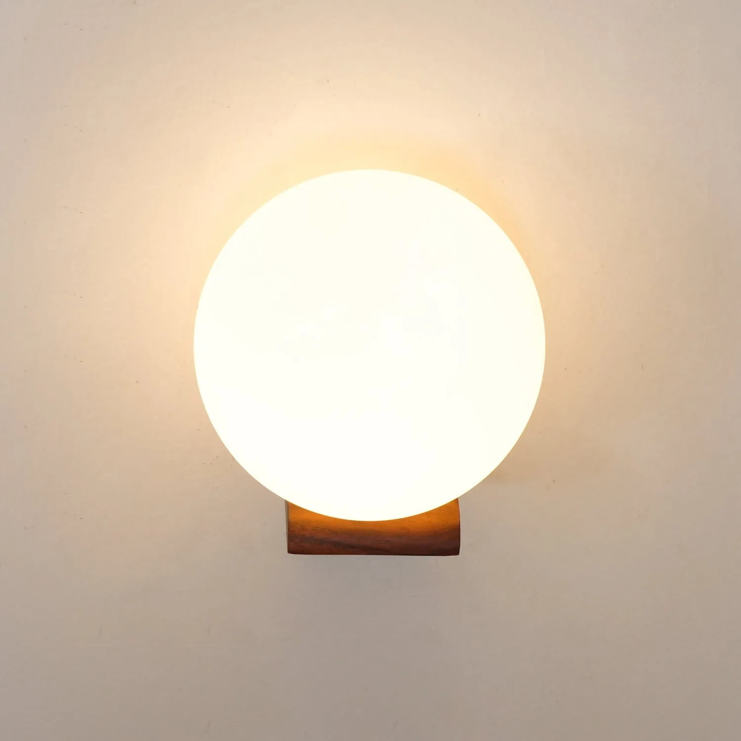Minimalist Wooden Geometric Bracket Glass Globe Wall Lamp KL361