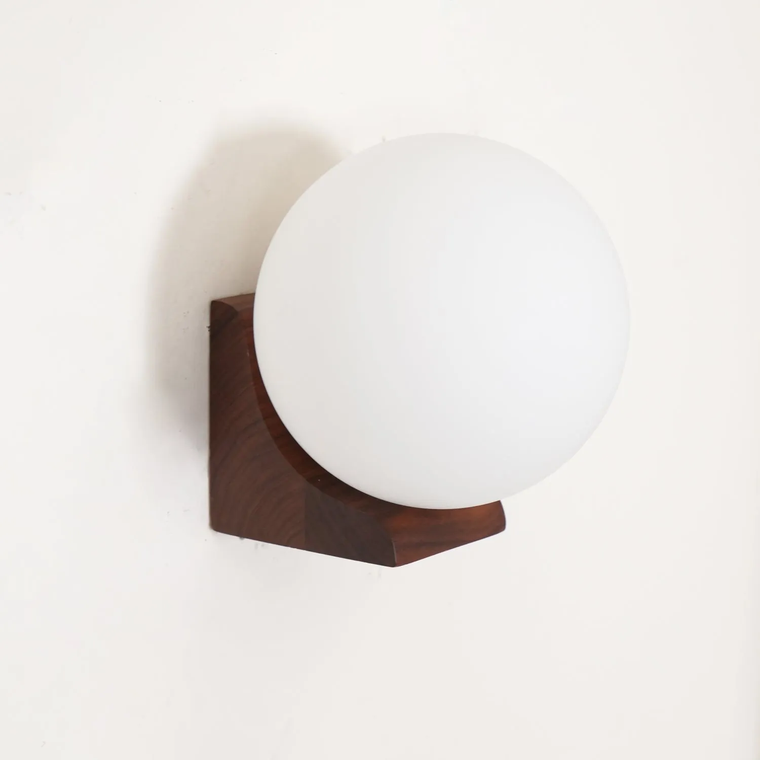 Minimalist Wooden Geometric Bracket Glass Globe Wall Lamp KL361