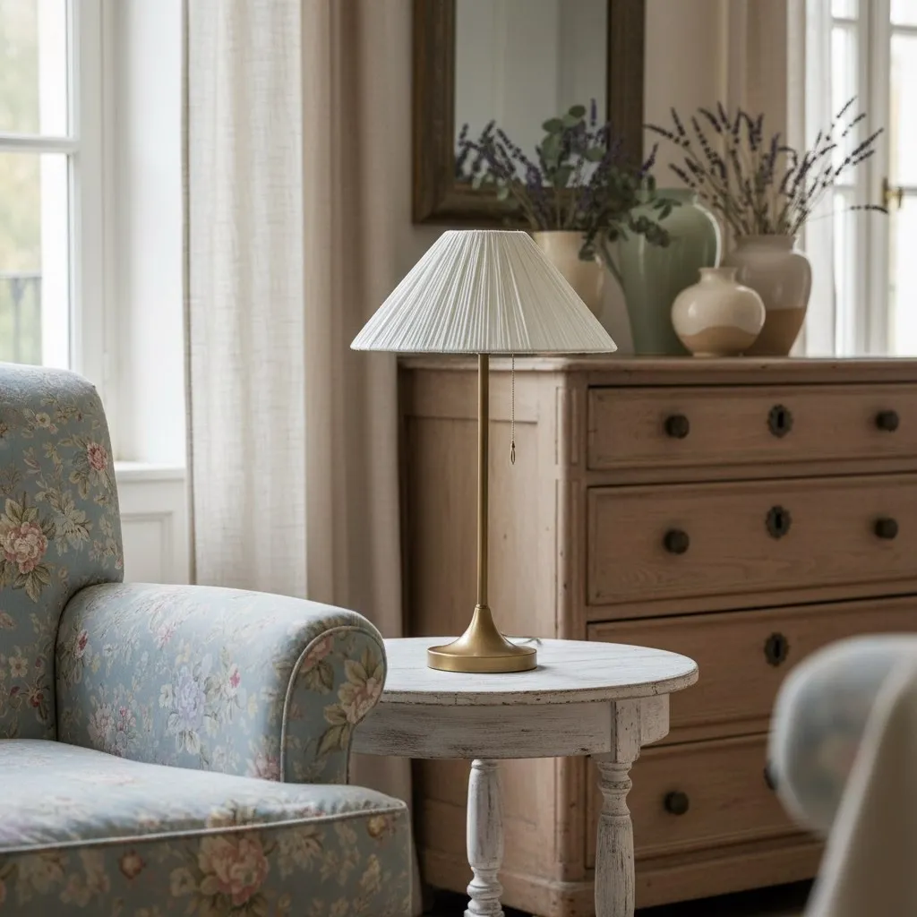 Blossine Linen Scalloped Table Lamp – Modern Elegant Lighting for Bedside or Living Room KL1536