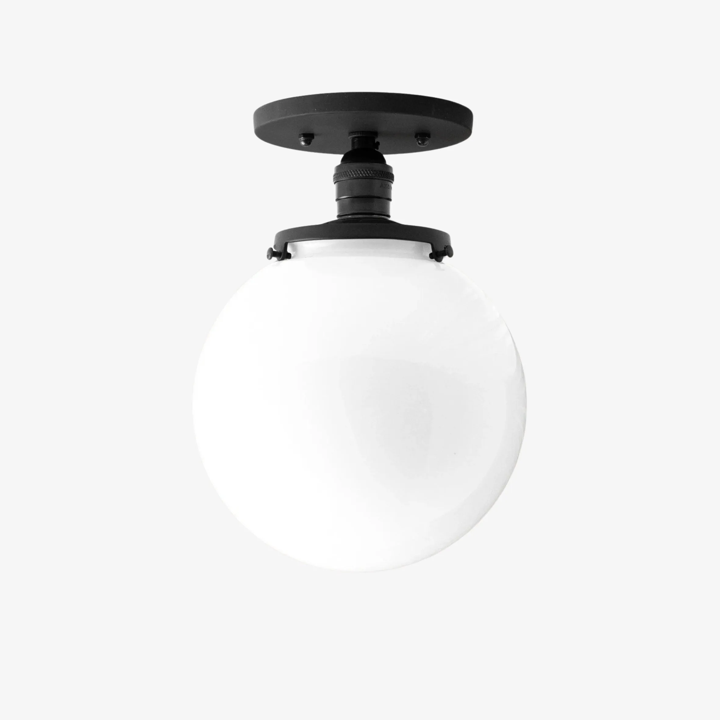 Glorica Glass Mid Century Semi Flush Ceiling Light - White Opal Glass Globe Fixture KL1532