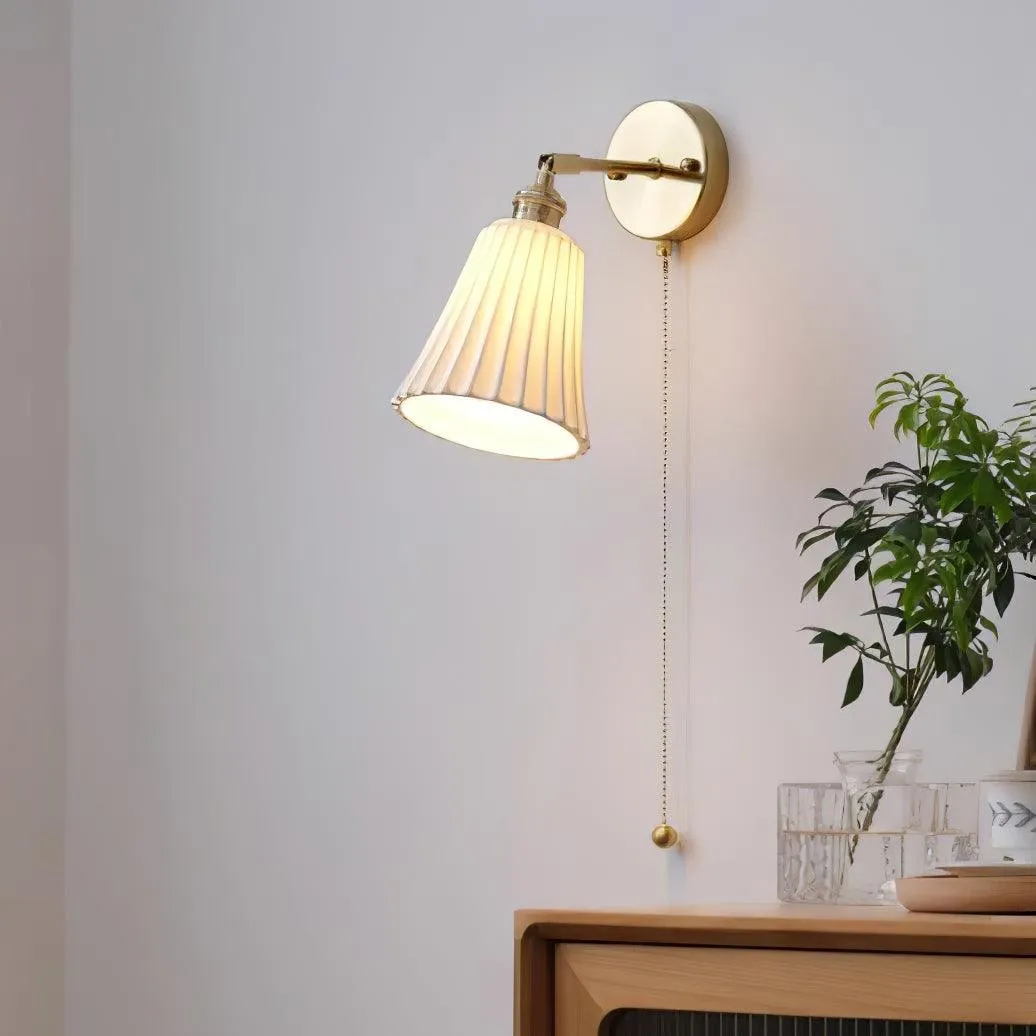 Modern Pull Cord Metal Ceramics Indoor Wall Lamp for Bedroom KL717