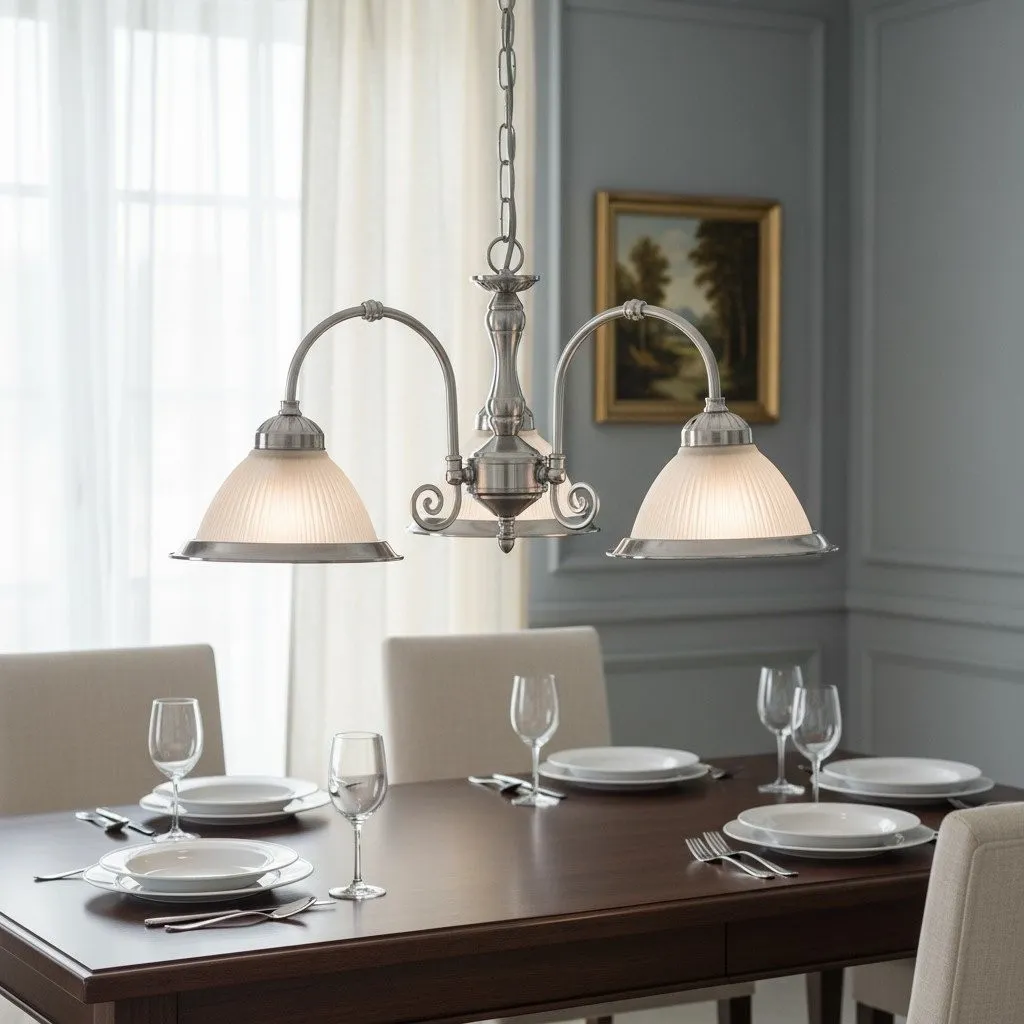 TF Vintora Ribbed Glass Pendant Light - Elegant Metal Trim for Kitchens, Dining Areas and Hallways KL1978