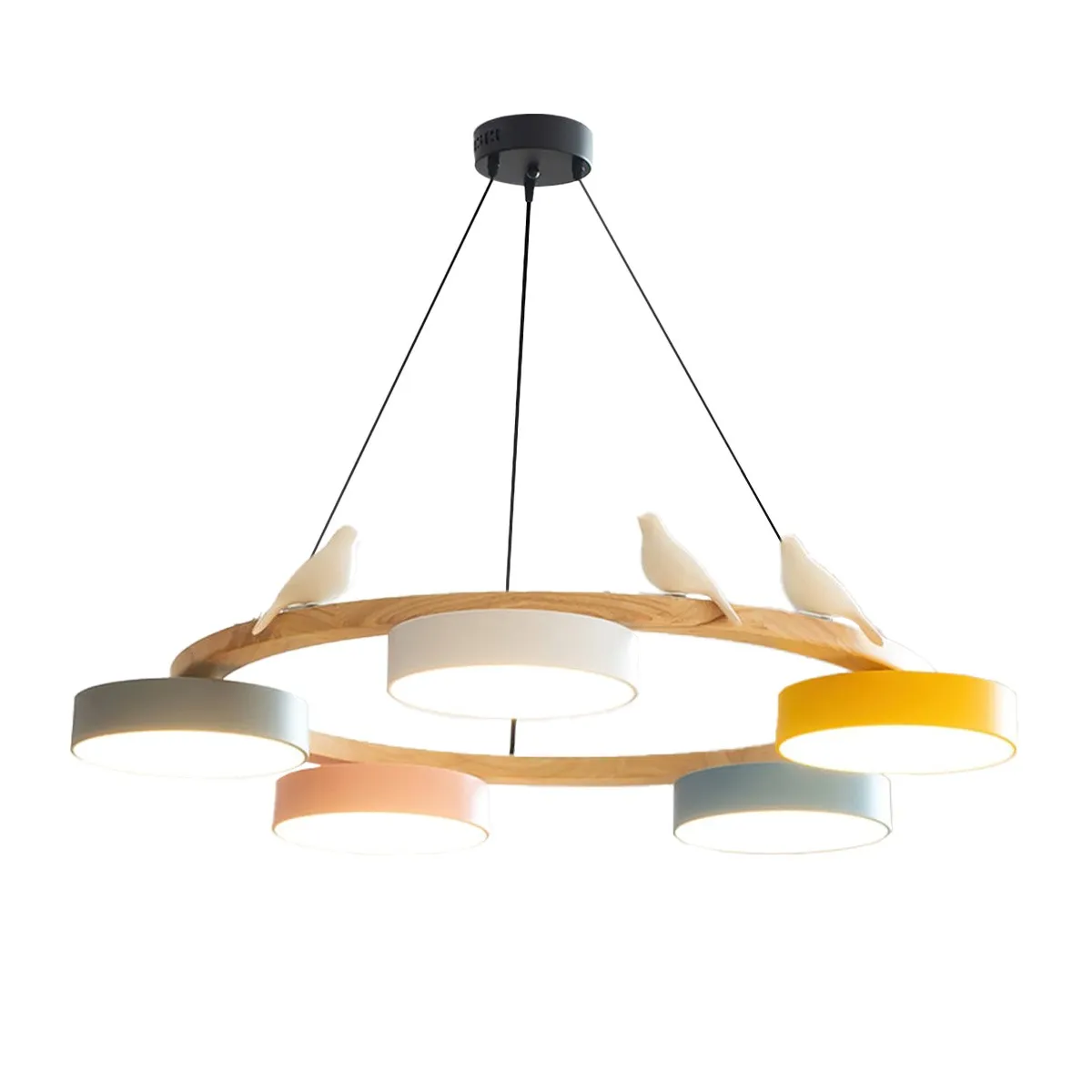 Nordic Wooden Bird Creative Round Chandelier KL775