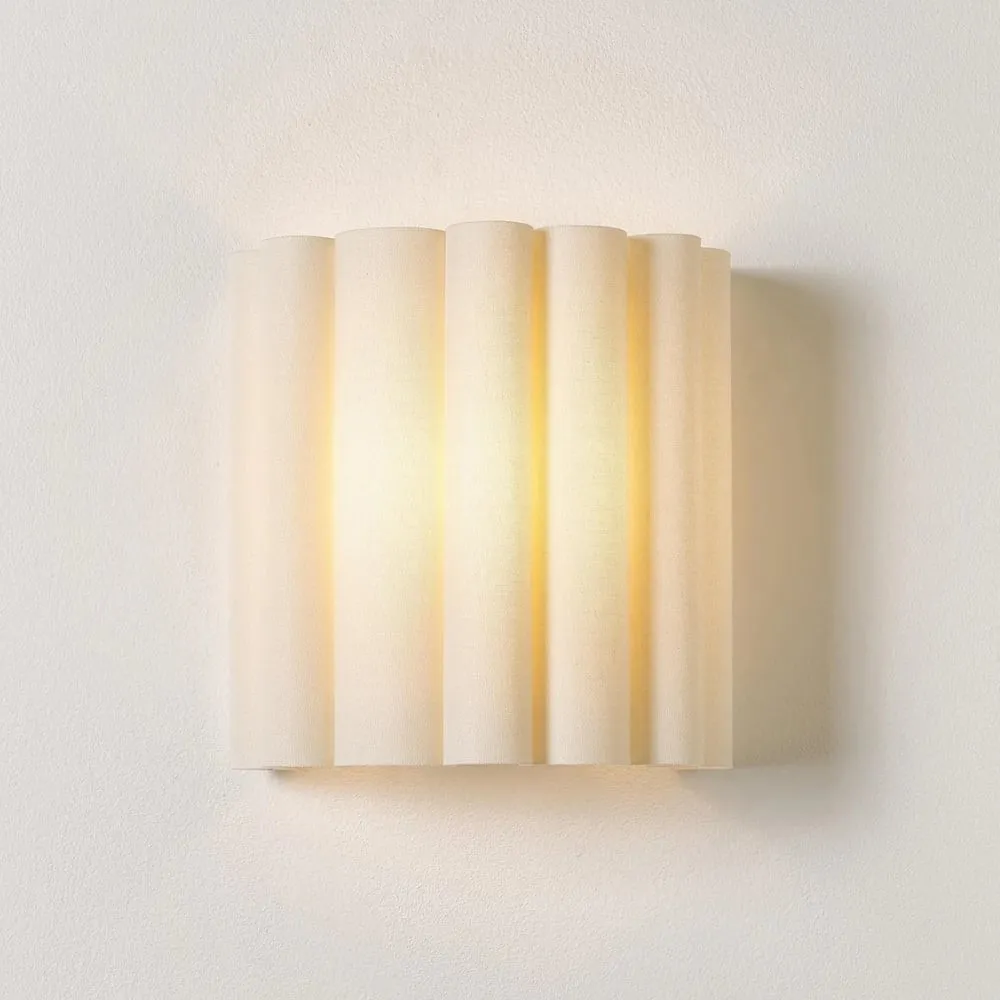 Velura Linen Fold Wall Sconce - Fabric Soft Pleated Design Ambient Lighting for Bedroom or Hallway KL1745