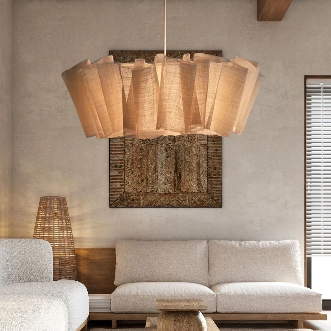 Pleated Linen Fabric Pendant Light – Nordic Layered Fabric Shade Lighting KL1212