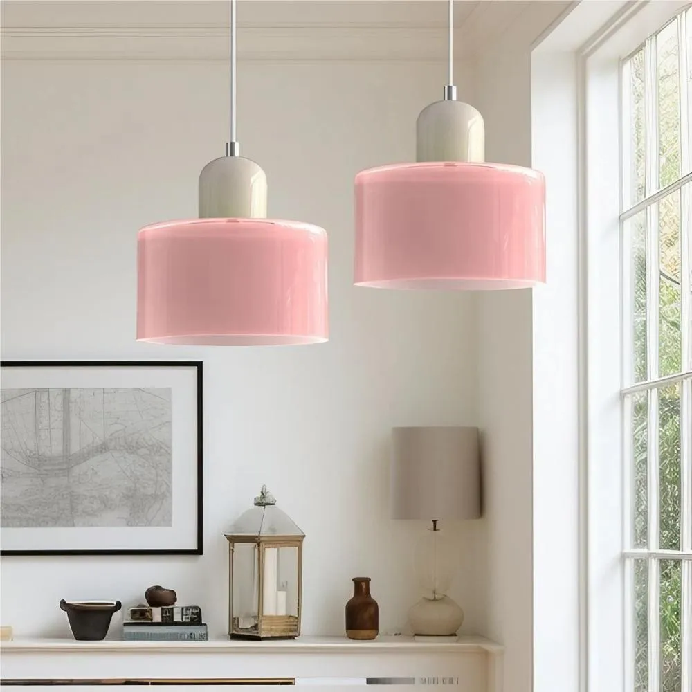 Morandi Cylinder Stained Glass Pendant Light KL17