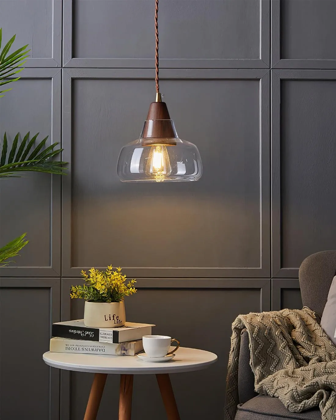 Walnut Glass Pendant Lamp KL751