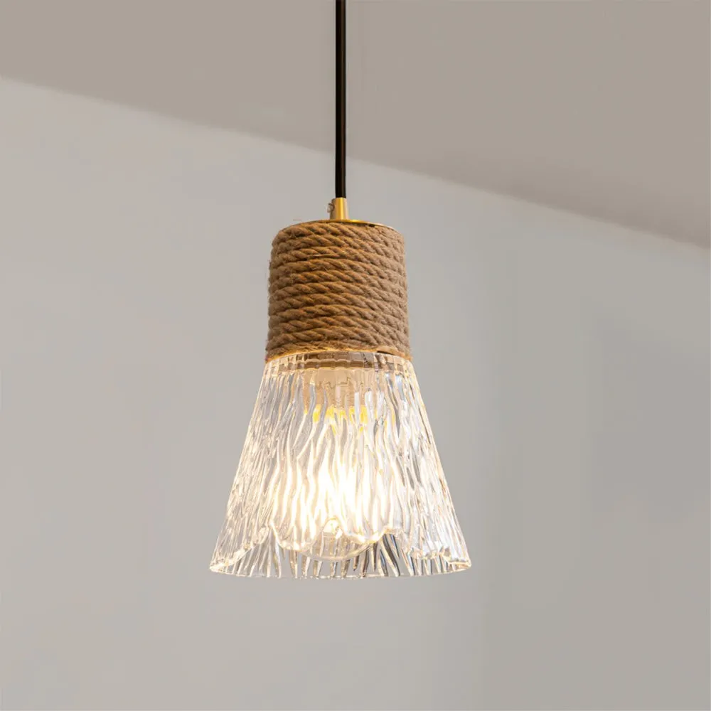Hemp Rope Glass Pendant Lamp KL1030