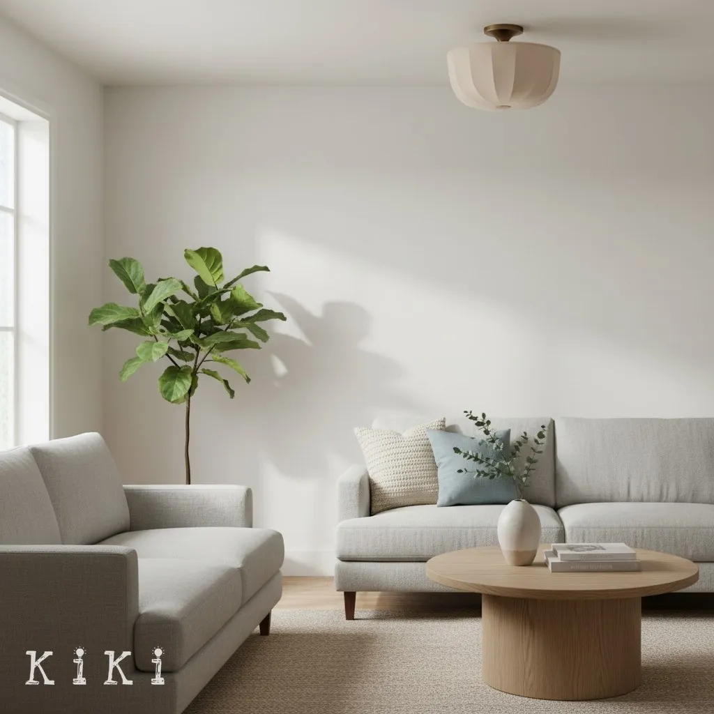 Loomis Textured Linen Flush Mount Ceiling Light - Japandi Style Lighting for Living Room KL2041