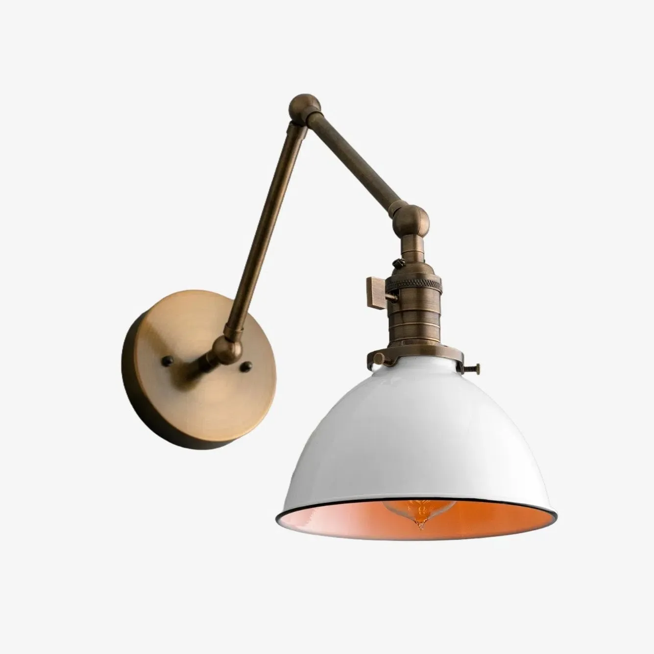 Conique Metal Vintage Industrial Swing Arm Wall Lamp - Adjustable Dome Shade for Study KL1440