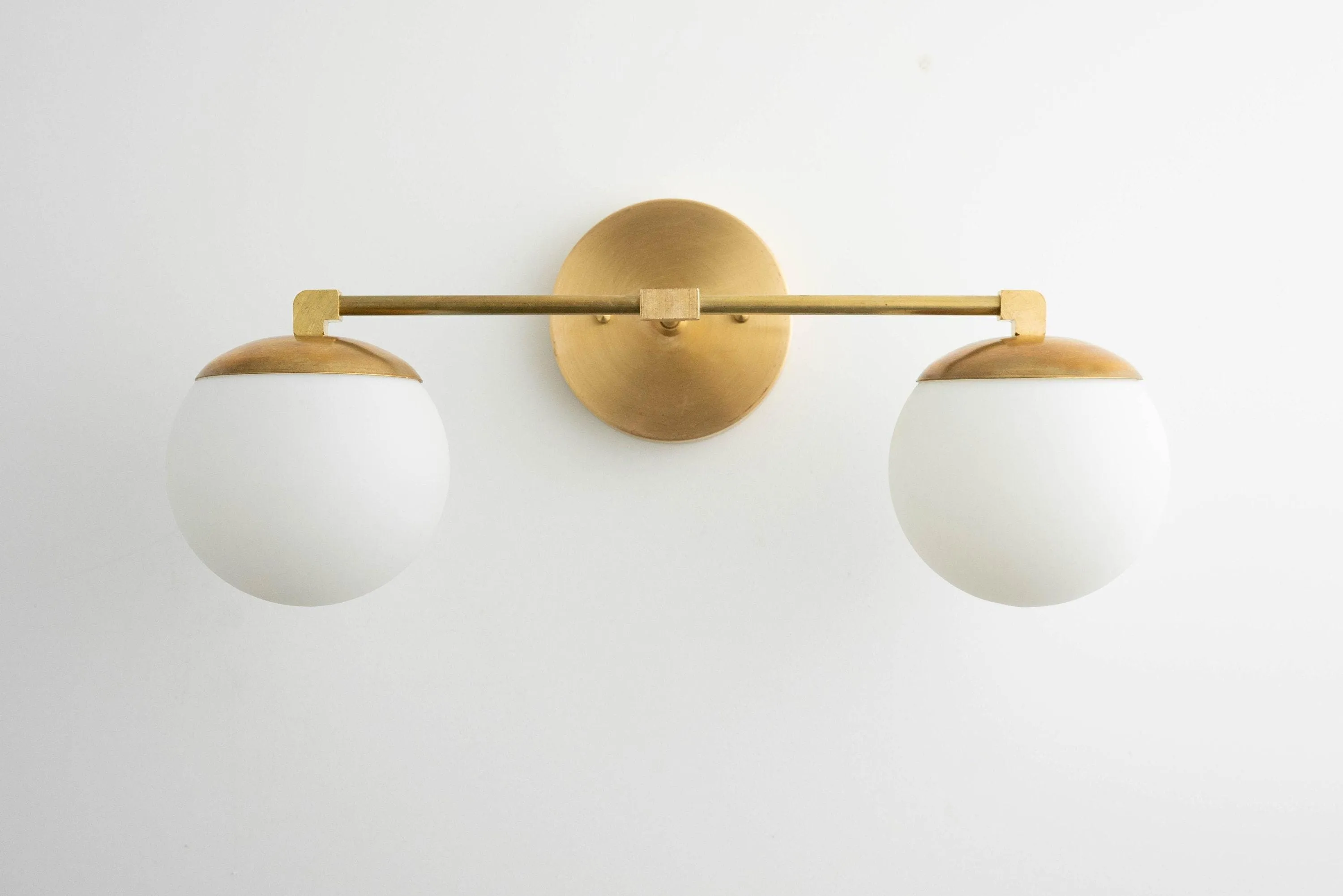 Glorica Glass Vanity Light - Art Deco Brass Wall Globe Fixture Modern KL1500