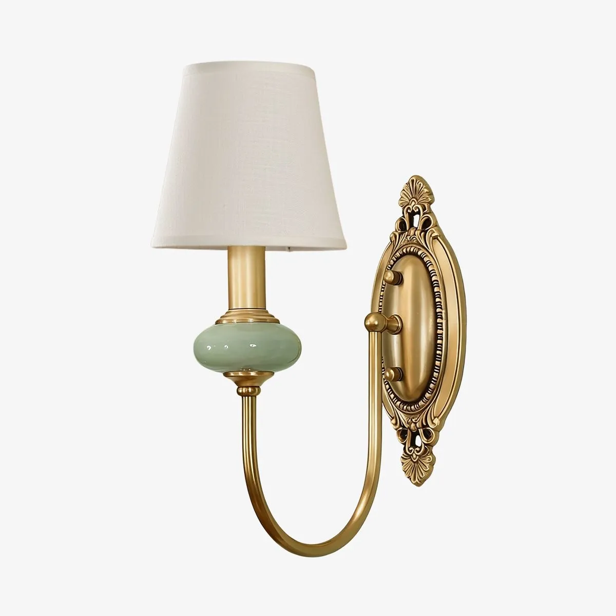 Rowanea Ceramic Wall Sconce with Fabric Shade and Metal Finish - Farmhouse Modern Hallway Light KL2197
