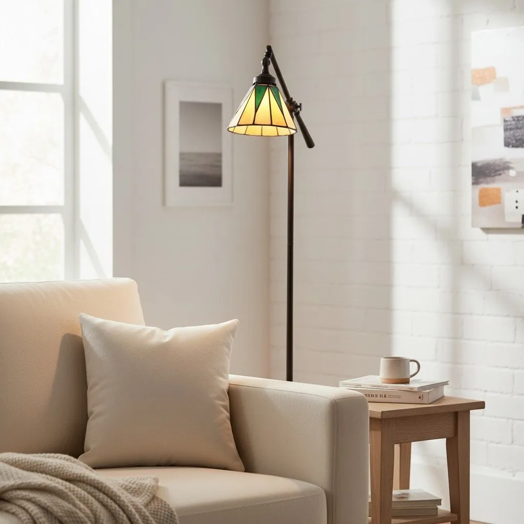TF Dark Star Tiffany Task Floor Lamp - Art Deco Stained-Glass Floor Light for Living Room KL2006
